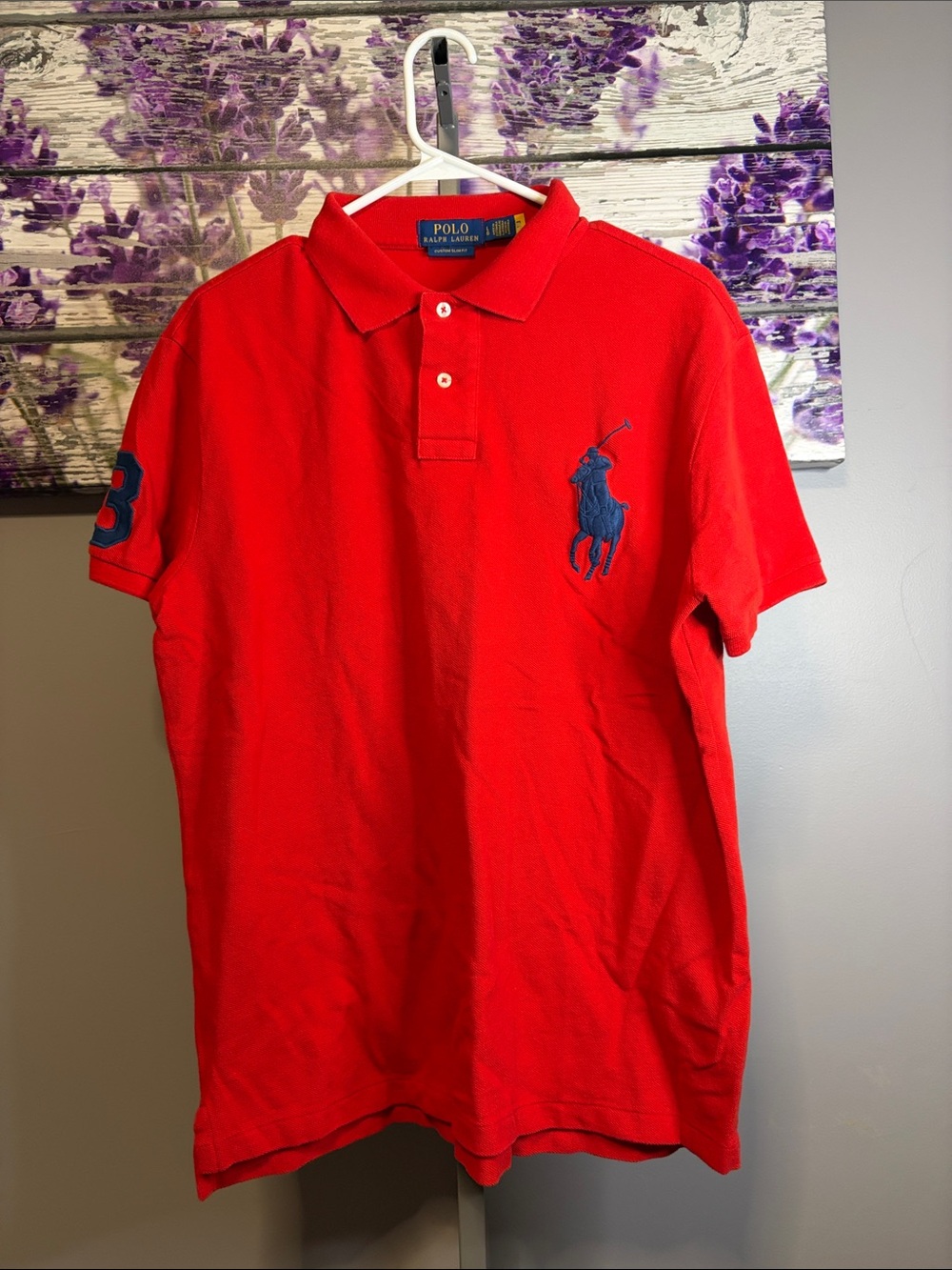Polo by Ralph Lauren Red Short-Sleeve Polo with Big Navy Pony Custom Slim Fit